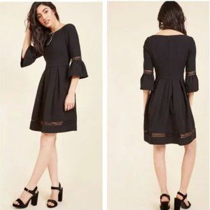 Eliza J. Stately By Nature Black Fit & Flare Bell Sleeve Cocktail Dress | 2